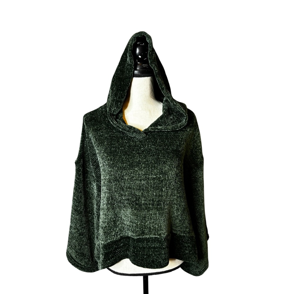 Gilligan & O'Malley Green Chenille Knit Hoodie Sleepwear Loungewear Top Large